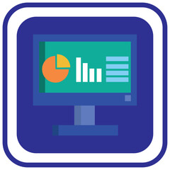   Search Engine Optimization vector icon with blue background and lined border