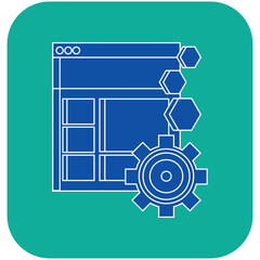 Obraz premium Blue Search Engine Optimization vector icon with white lines and green background