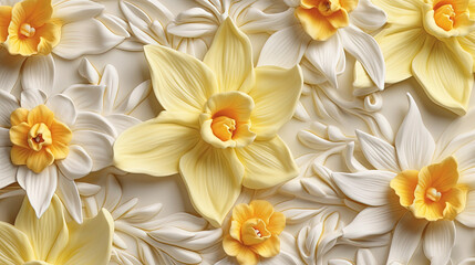 Fototapeta premium Flowers with soft seamless pattern