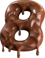 Sweet Meltdown: Stylized Number 8 with Melting Chocolate