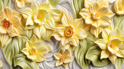 Obraz premium Flowers with soft seamless pattern