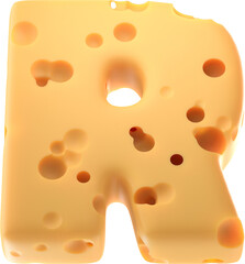 Cheesy Elegance: Stylized 3D Letter r with a Cheese Twist