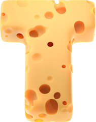 Cheesy Elegance: Stylized 3D Letter t with a Cheese Twist
