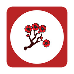 red flower icons with white background with red