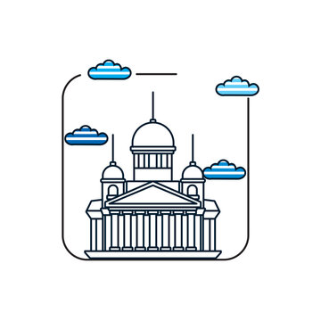 Vector image of cathedral icon with white background