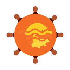 puffer fish vector icon with orange background