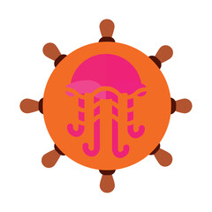 Octopus vector icon with orange background