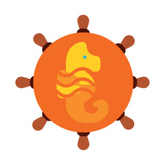 sea horse vector icon with orange background

