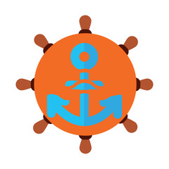 ship anchor vector icon with orange background