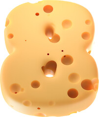Cheesy Numbers: Stylized 3D Cheese-inspired Digit 8