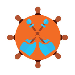 Oars vector icon with orange background