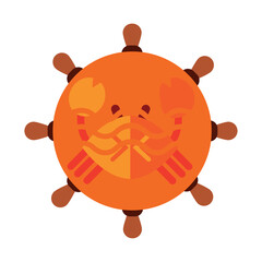 Crab vector icon with orange background