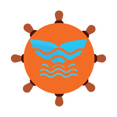 Whale tail vector icon with orange background