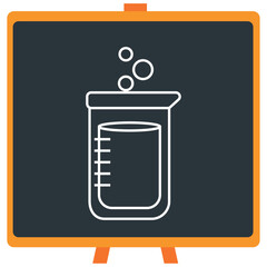 Vector icon of a chemistry laboratory test tube in white lines with dark border