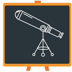 Vector icon of a chemistry laboratory telescope in white lines with dark border