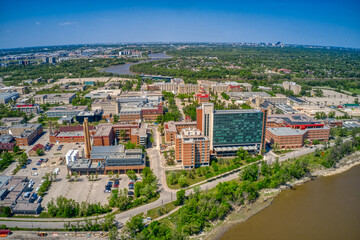 Fototapeta na wymiar Aerial View of a large University in Winnipeg, Manitoba