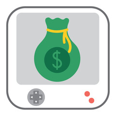 vector icon of a video game money bag with gray background