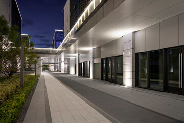 Modern business office building at night