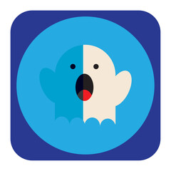 vector icon of a video game ghost with blue background