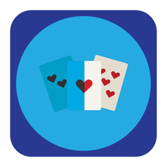 video game poker cards vector icon with blue background