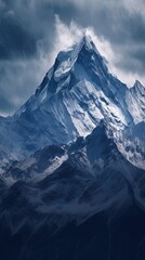 Crystal peaked mountains. Generative AI.