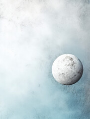 Smoky whitish-blue backdrop with a gray planet floating mysteriously created with Generative AI technology