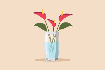 Potted plants for the interior. Interior concept. Contact information. Colored flat vector illustration.