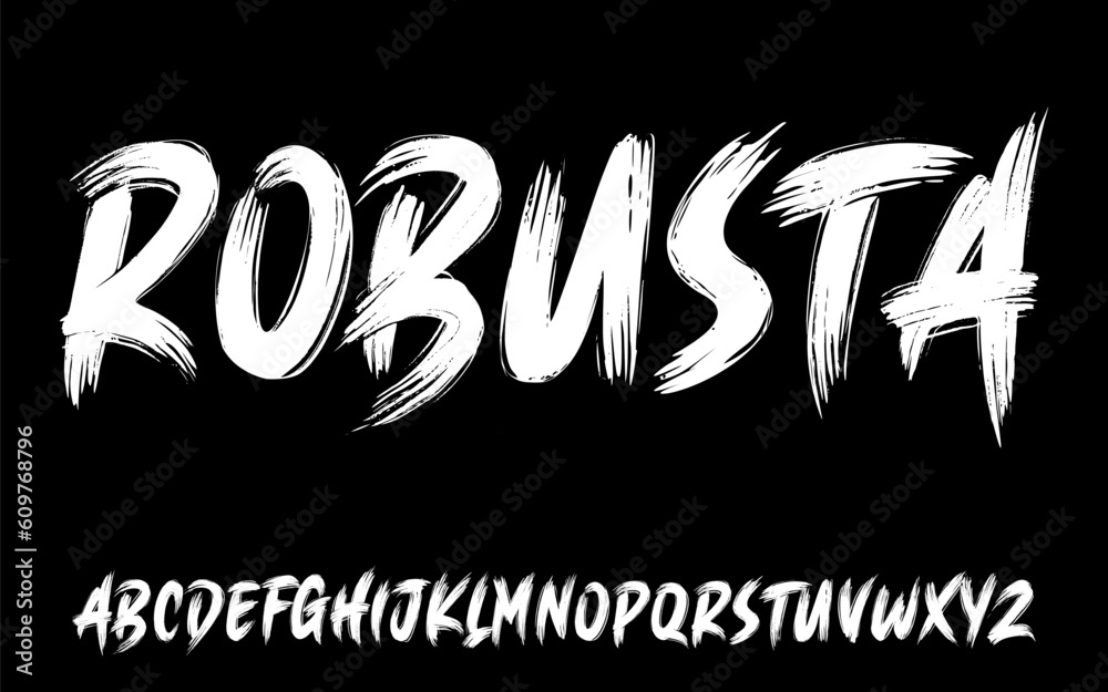 Fototapete ector the brush and elegant font robusta, geometric shape font vector typeface alphabet typeset.