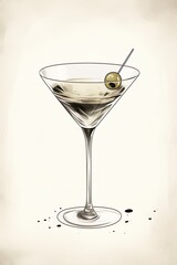 martini with olives - generative ai