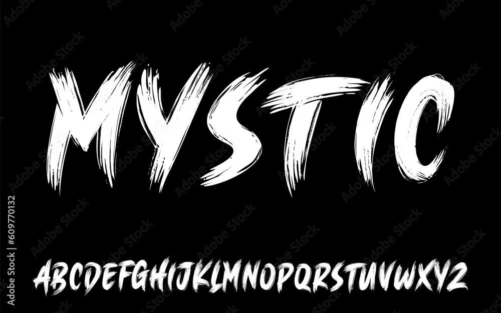 Fototapete ector the brush and elegant font mystic, geometric shape font vector typeface alphabet typeset.