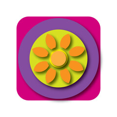 vector icon of a flower inside a circle with a purple border