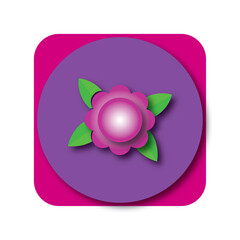 vector icon of a flower inside a circle with a purple border
