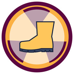 vector icon of boots inside a circle with burgundy lines