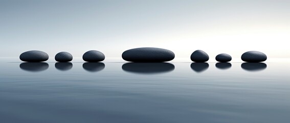 zen stones with water reflection