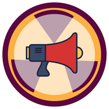 icono vectorial de parlante manual con fondo amarilo con vinotinto