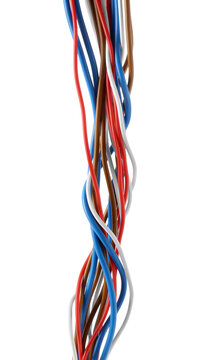New colorful electrical wires isolated on white