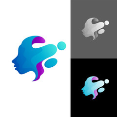 Face people design vector, water swoosh design, blue color