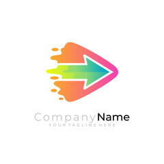 Play design with arrow logo vector, swoosh icon and triangle logos