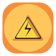 thunder sign vector icon with yellow background