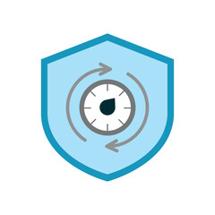 vector icon of a padlock with a blue background in the shape of a shield