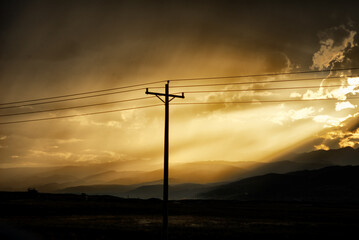 power lines at dusk