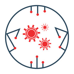 vector icon of circles like viruses with white background with red lines