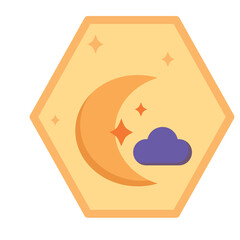 vector icons of the sky with a moon and a cloud with yellow background