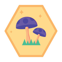 vector icons of a magic mushrooms with yellow background