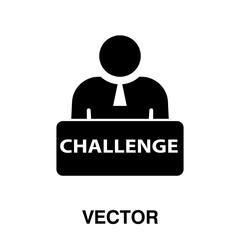 Business person with text CHALLENGE vector icon illustration on white background..eps
