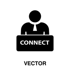 Business person with text CONNECT vector icon illustration on white background..eps