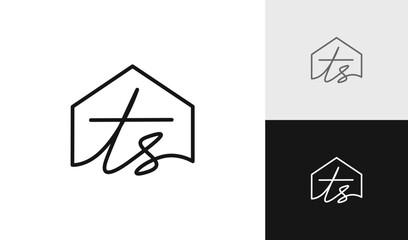 Initials TS signature with house logo design