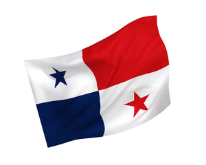 Simple 3D  Republic of Panama national flag in the form of a wind-blown shape