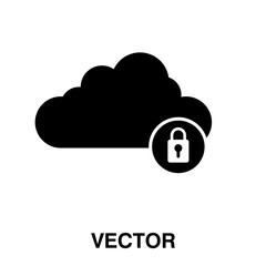 Secure Cloud Technology. Cloud and padlock. Protected cloud computing service concept. Vector illustration on white backkground..eps