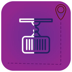 vector icon of hook to organize box to deliver merchandise with purple background